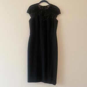 TADASHI Collection black beaded short sleeve dress